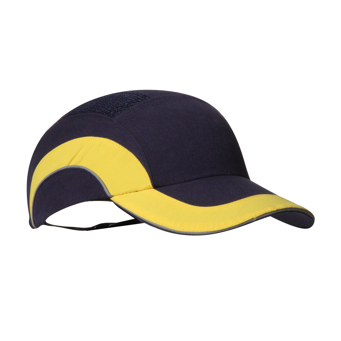 282-ABR170 PIP® Low-Profile HardCap A1+™ Baseball Style Bump Cap with Reflective Piping.  Navy/Hi-Viz Yellow